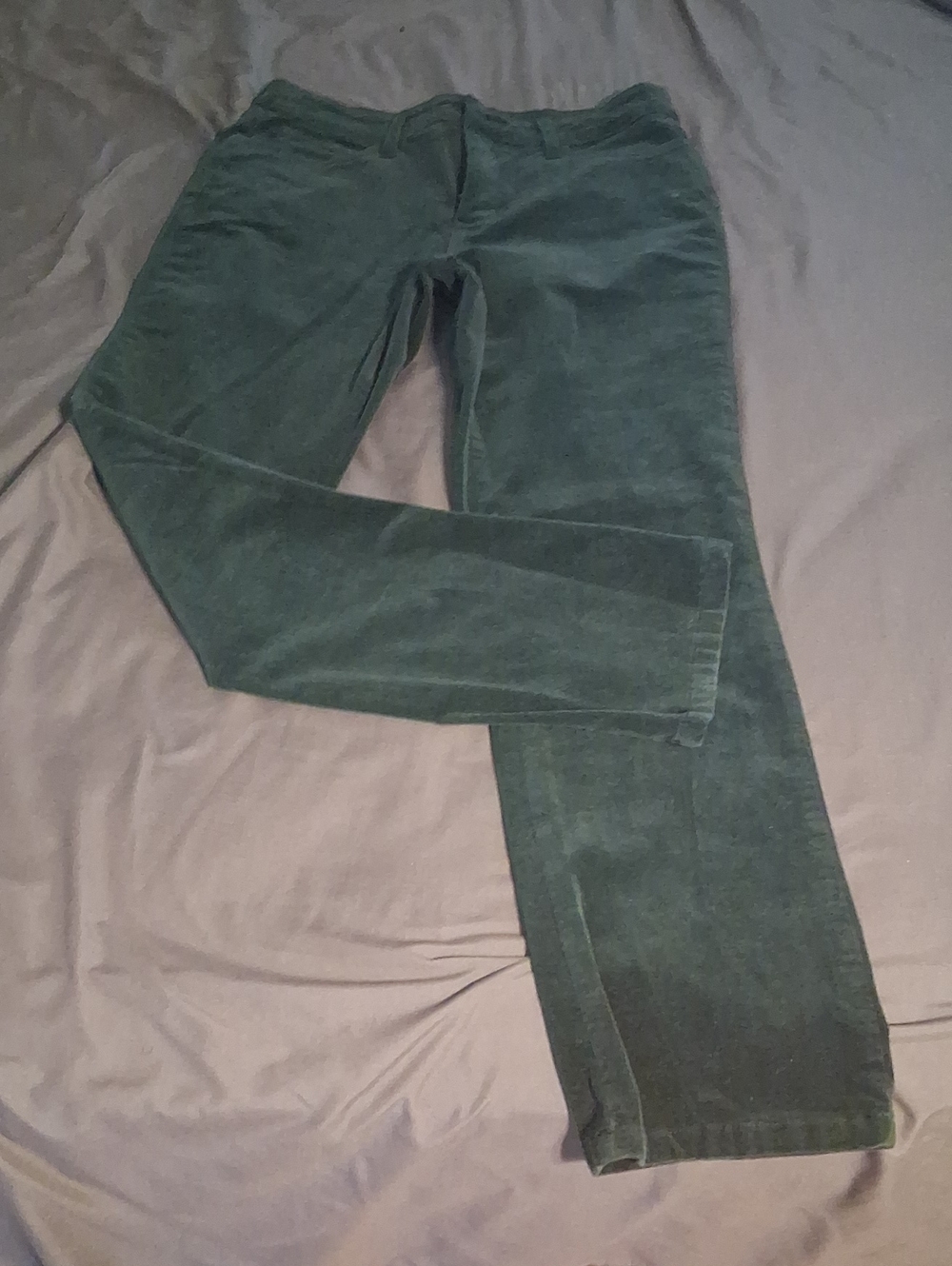 Women's Dark Green Corduroy Pants - Classic Slim Fit